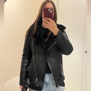 Zara Shearling Moto Jacket